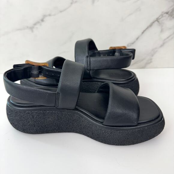 Vince Women Laguna Slingback Platform Sandals Sz 6.5 Cushion Puffy Minimal Black - Picture 5 of 10